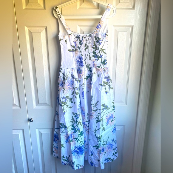 New Reformation Janu Linen Midi Dress - Serenity Blue White Floral size 4 - Picture 8 of 15